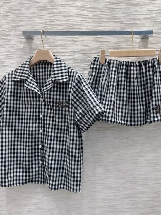 Miu Miu Dresses & Skirts - Miu Miu Black and White Gingham Two- Piece Skirt Set